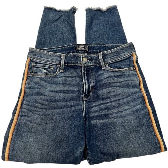 Abercrombie & Fitch Harper Low Rise Ankle Medium Wash Side Ribbon Size 4 - Picture 1 of 13